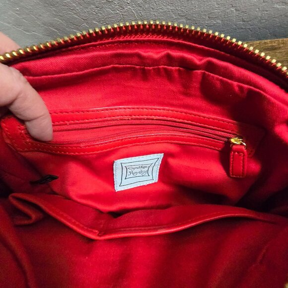 Cynthia Rowley Quilted Red Crossover Handbag With Braided Straps & Gold Hardware - Picture 13 of 15